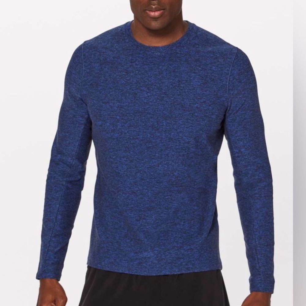 Lululemon Surge Warm Long Sleeve Heathered Blue crew neck shirt men’s size S